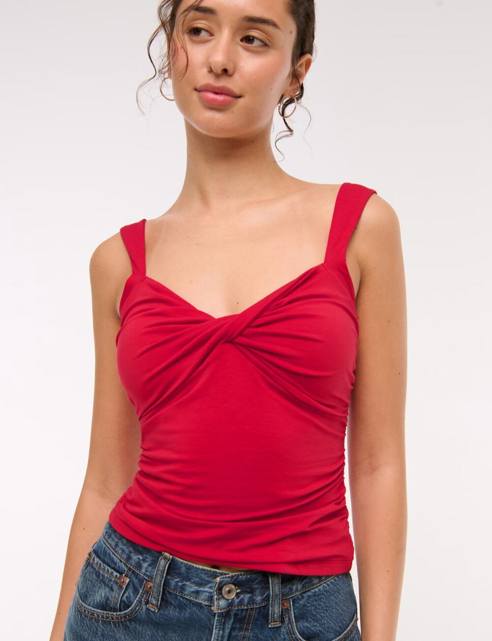 ABERCROMBIE & FITCH Bra-Free Twist Cami in Red Size Small